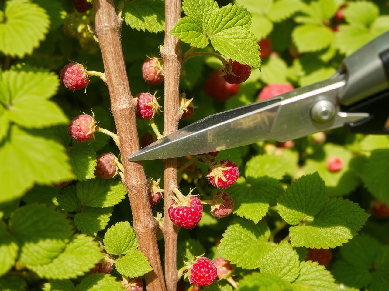 A rendszeres málnameg metszés növeli a terméshozamot és egészséget.