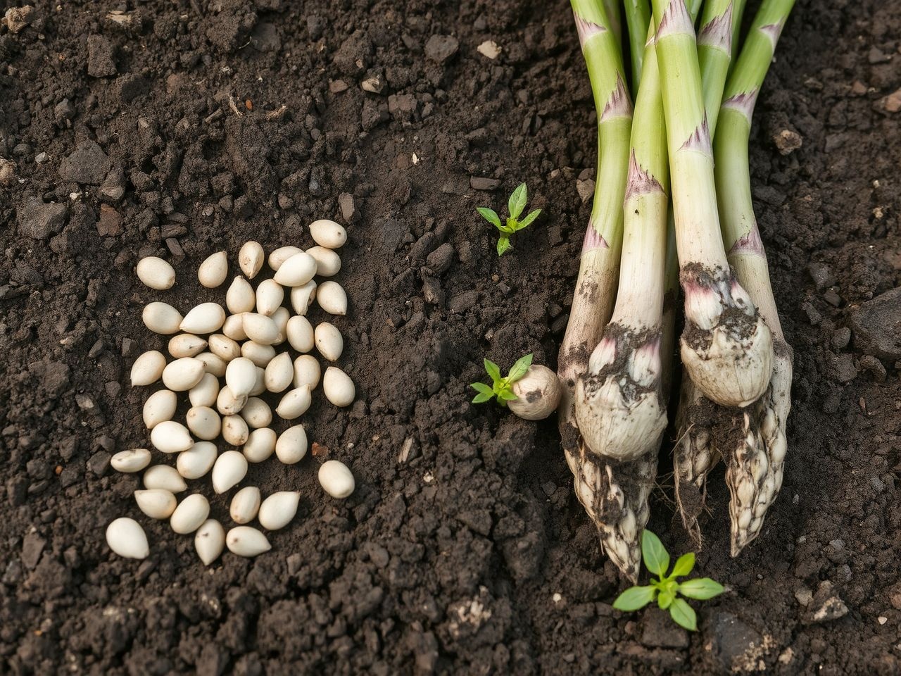 A spárga gyökérről indul gyorsabban, magról lassabban fejlődik.