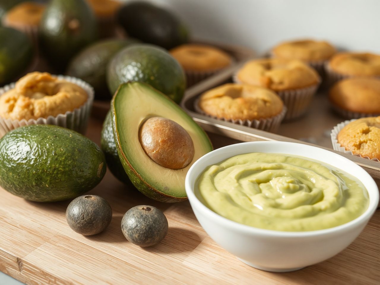 Az avokádó egészséges zsírokkal gazdagítja a muffinokat.