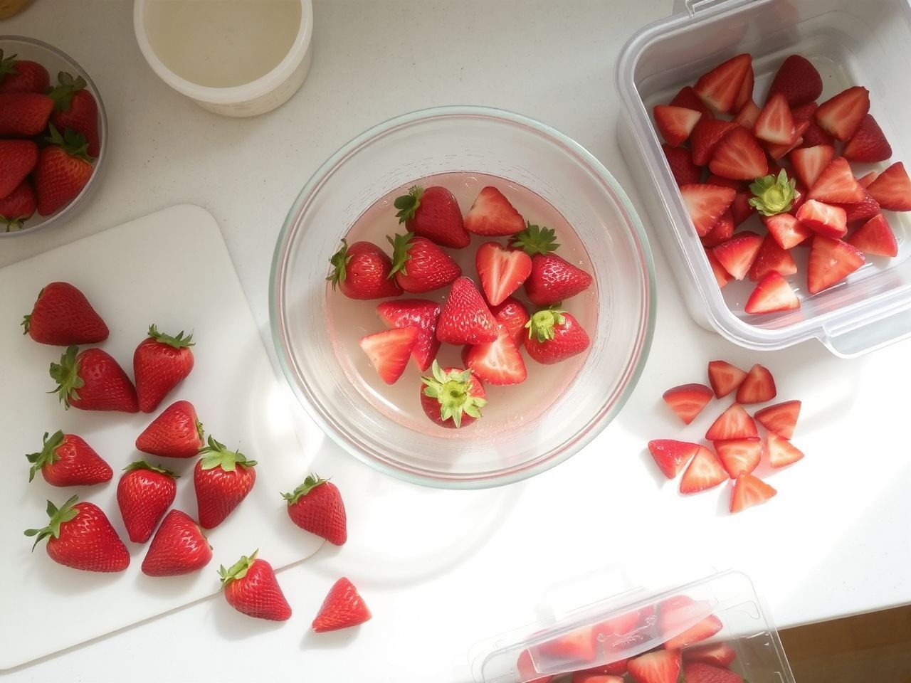 Az alapos előkészítés megőrzi az eper friss ízét fagyasztáskor.