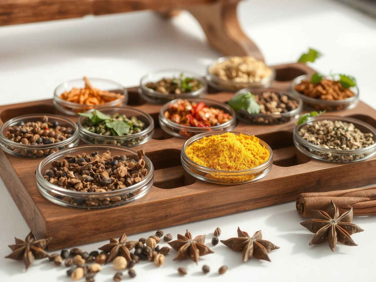 A fűszerek harmonizálják a csípős joghurtos mártogató ízét.