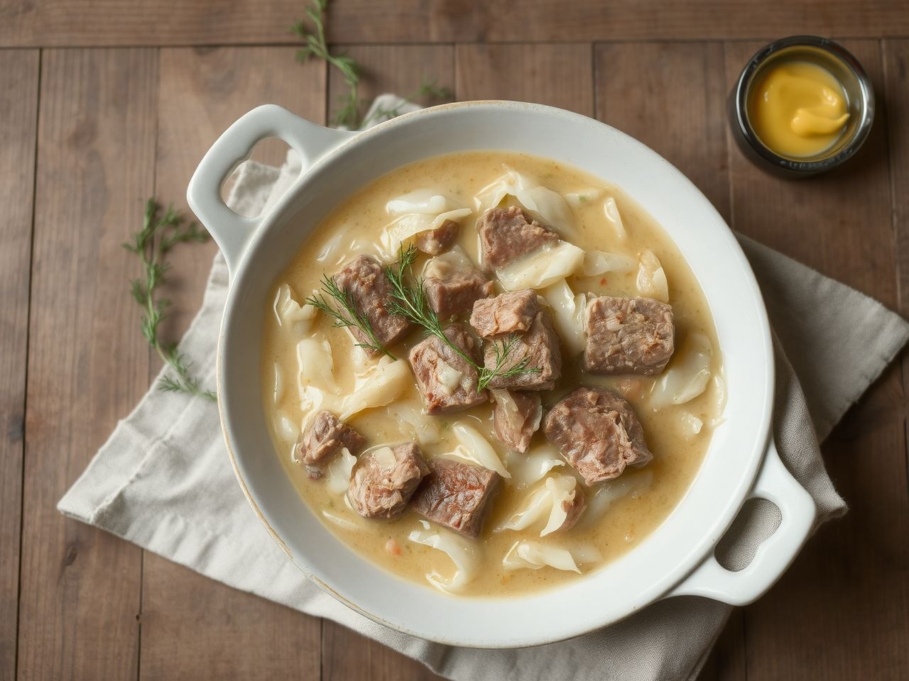 A füstölt hús gazdag íze fokozza a savanyúkáposzta főzeléket.