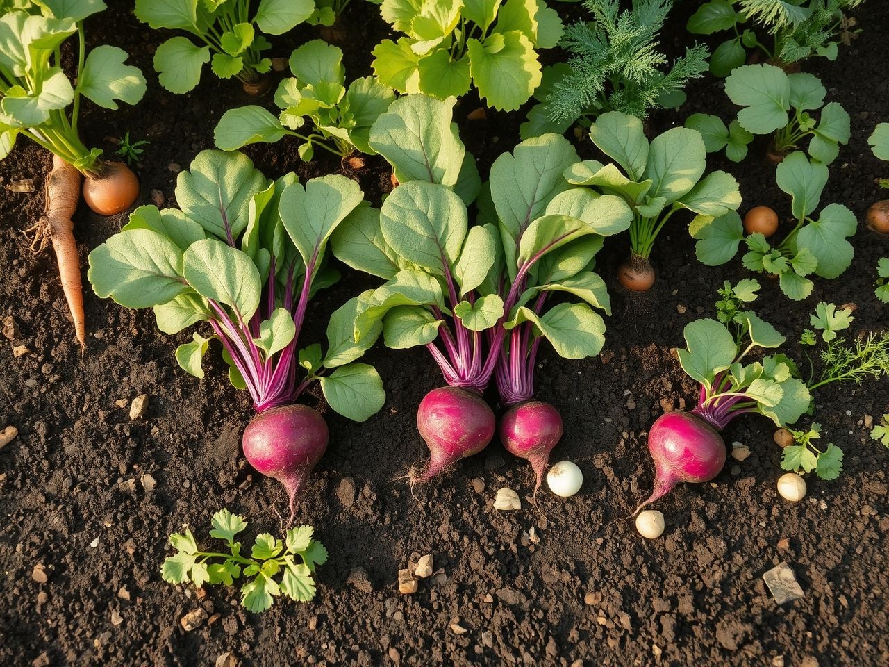 A cékla melletti növénytársítások növelik a talaj termékenységét.