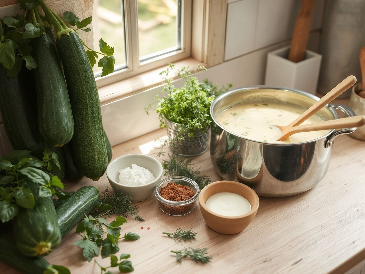 Keverjünk bele friss mentát a krémes cukkini főzelékbe!