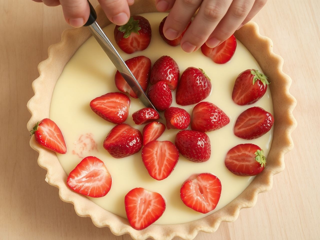 A friss eper a pite édes koronája, frissítő ízzel.