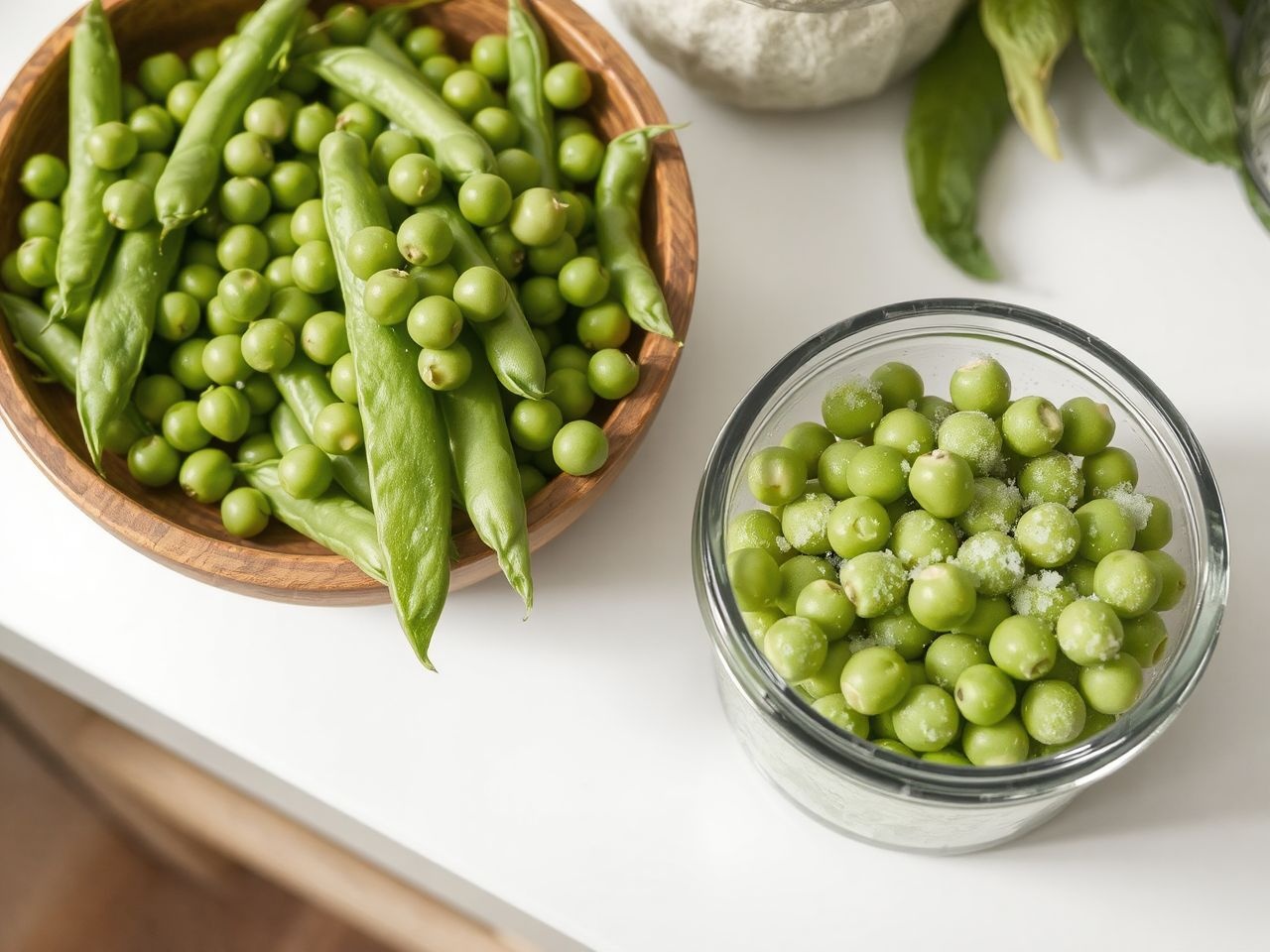 A friss zöldborsó édesebb, de a fagyasztott is tápláló.