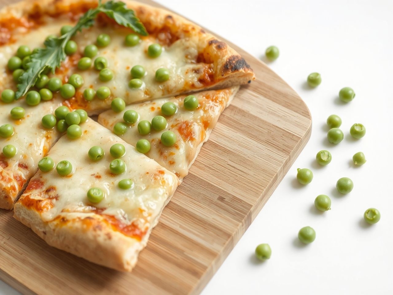 A zöldborsó rostjai támogatják az emésztést és egészséges pizzát készítenek.