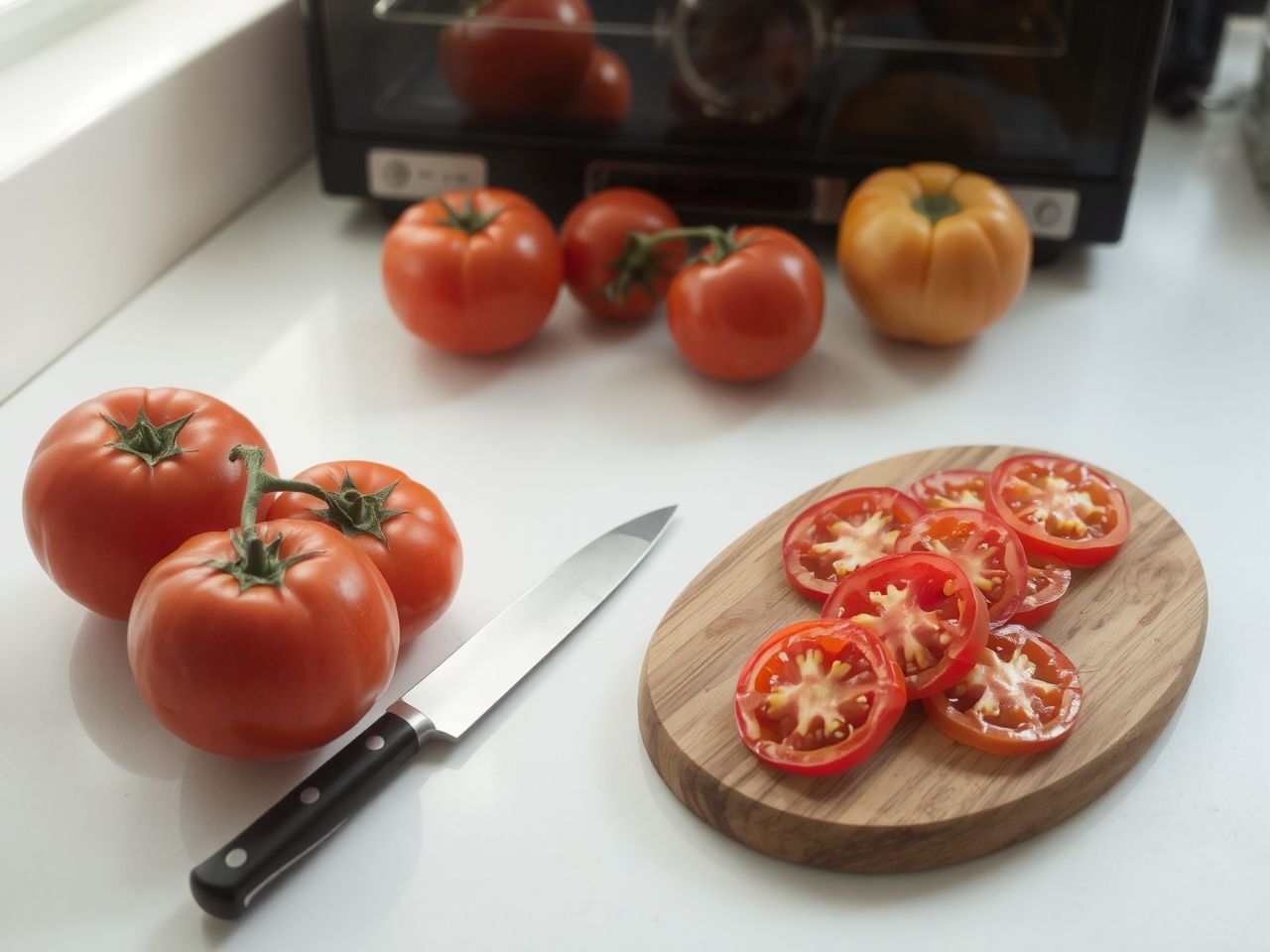 A paradicsom alapos mosása és egyenletes szeletelése az aszalás kulcsa.