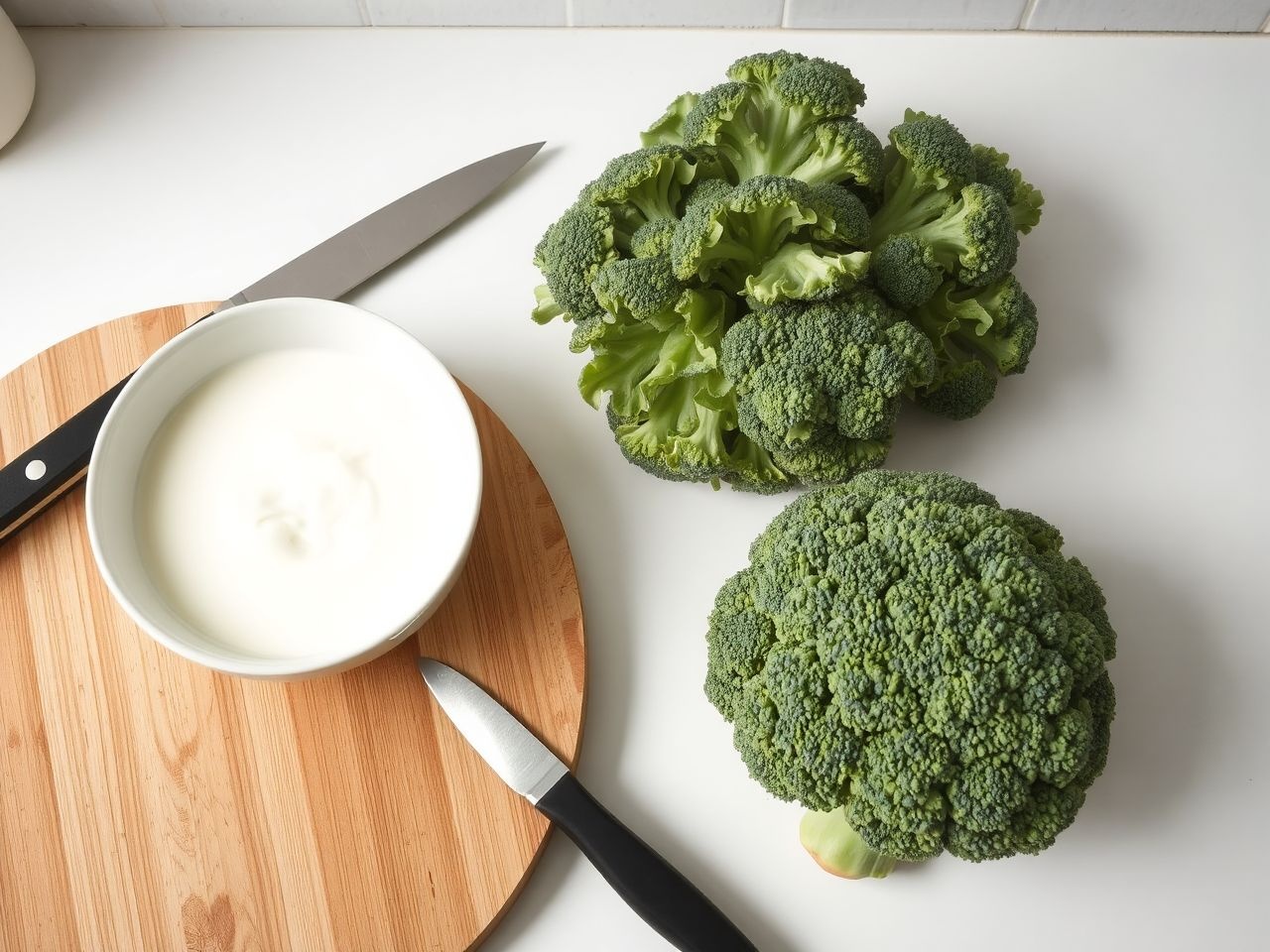A friss brokkoli előkészítése a krémes leves alapja.