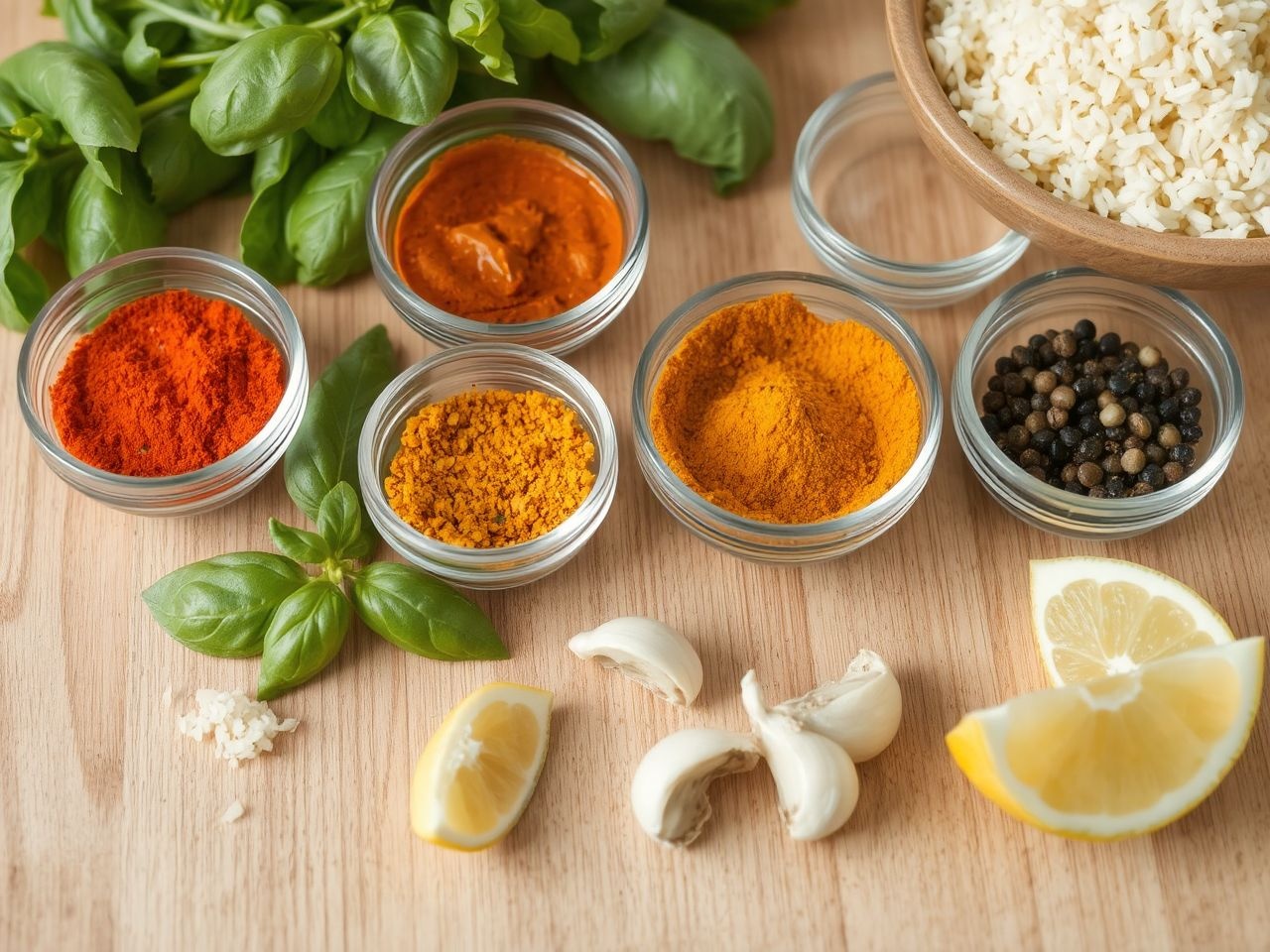 A friss fűszernövények gazdagítják a rizssaláta ízvilágát.