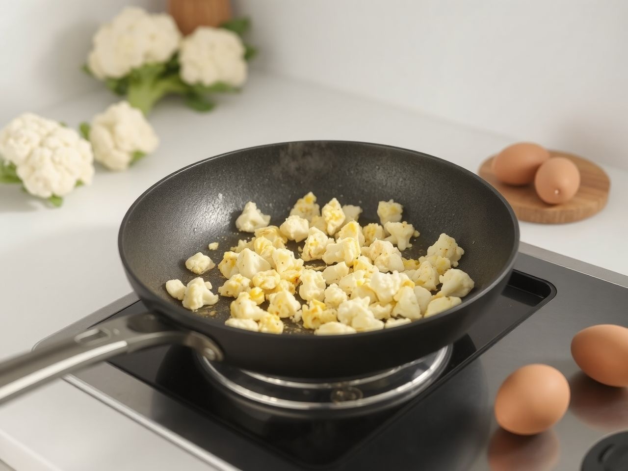 A karfiolt előfőzve elkerülhető a túl kemény rántotta.