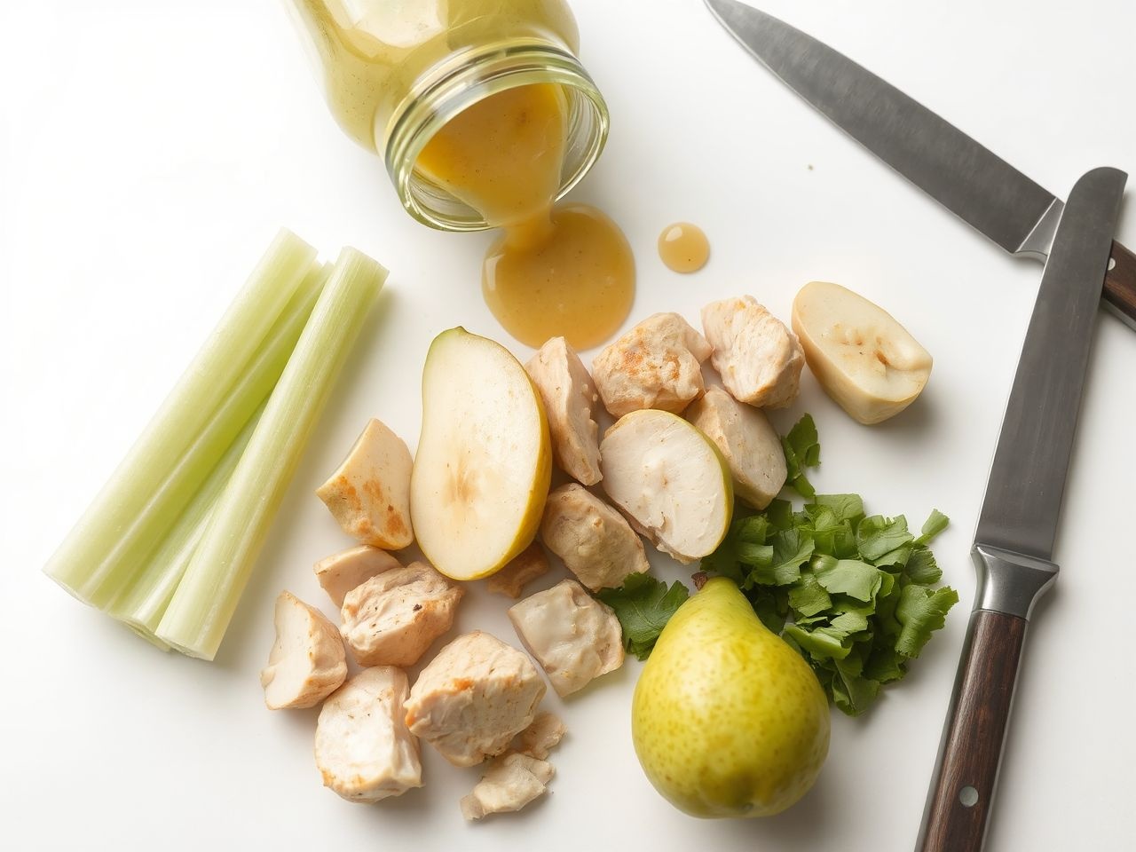 A túl sok öntet elnyomja a zeller és körte ízét.