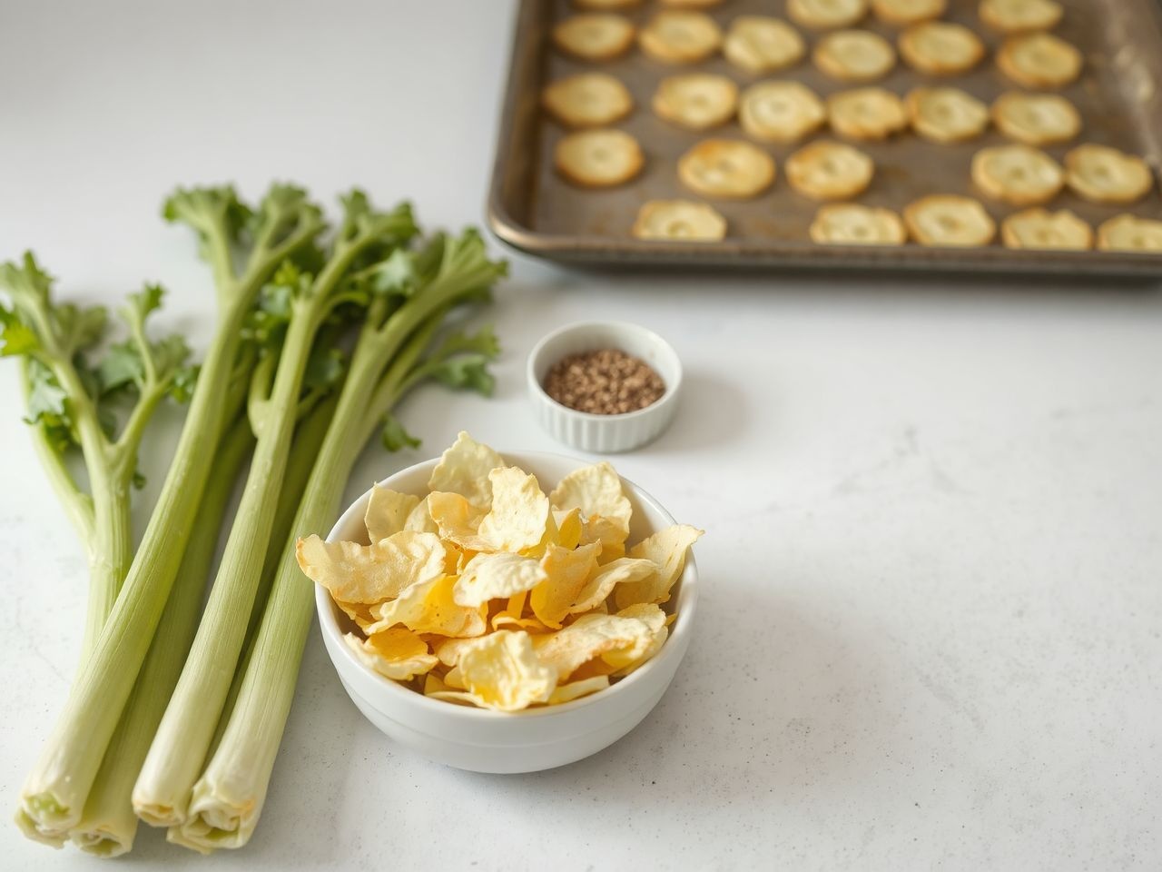 A túl vastag szeletek miatt nem lesz ropogós a zellerchips.