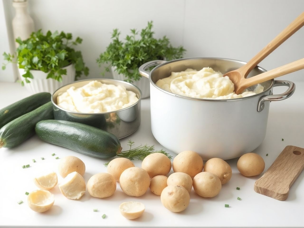 A cukkini krémes állagot ad a krumplipürének.