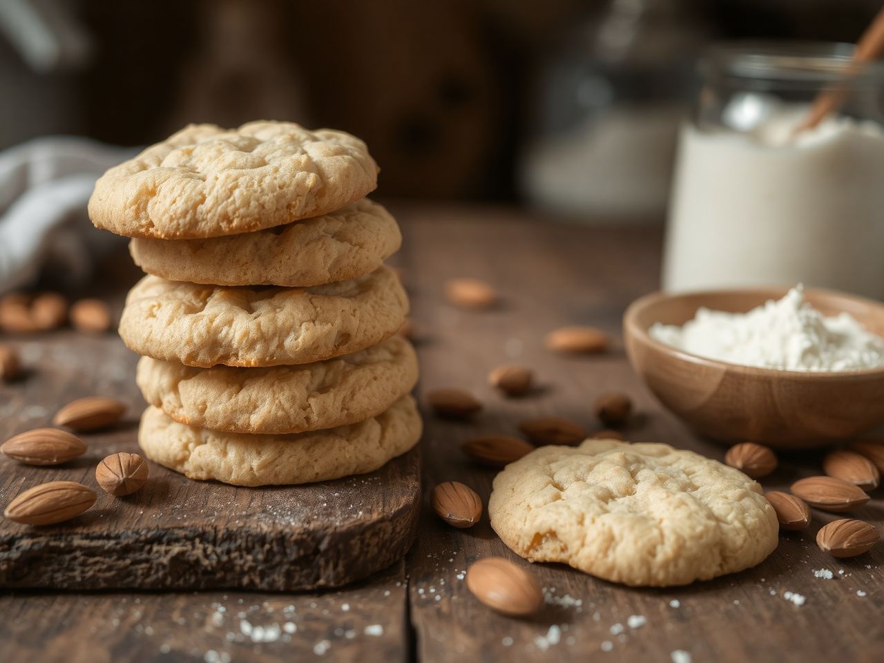 A mandulás keksz ropogós külsővel és puha belsővel készül.