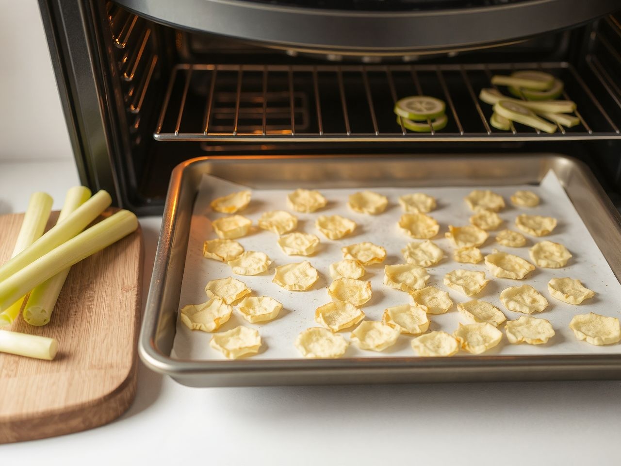 A légkeveréses sütő egyenletesen varázsol ropogós zellerchipset.