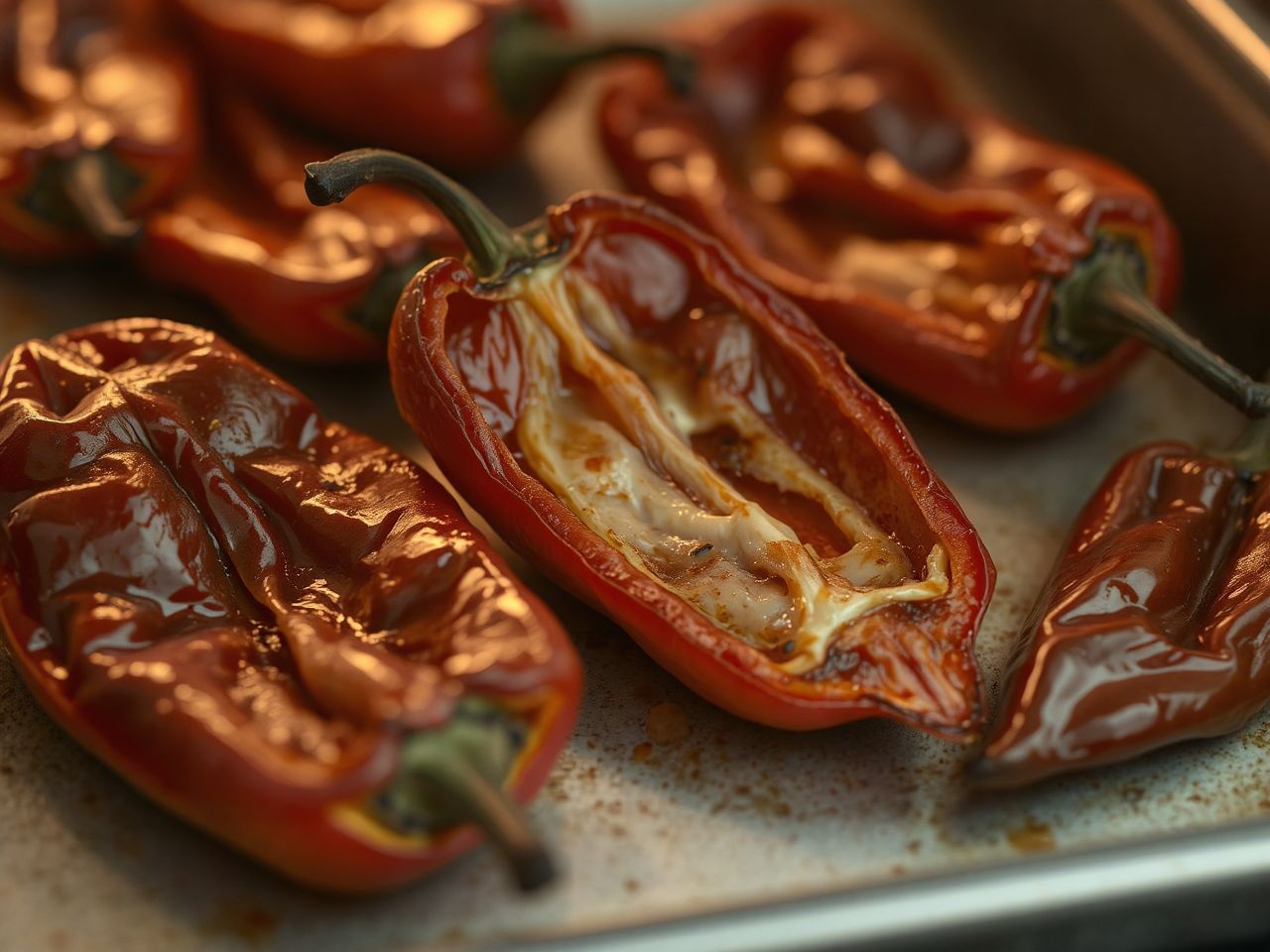 A sütőben sült Kápia paprika édes, karamellizált és szaftos.