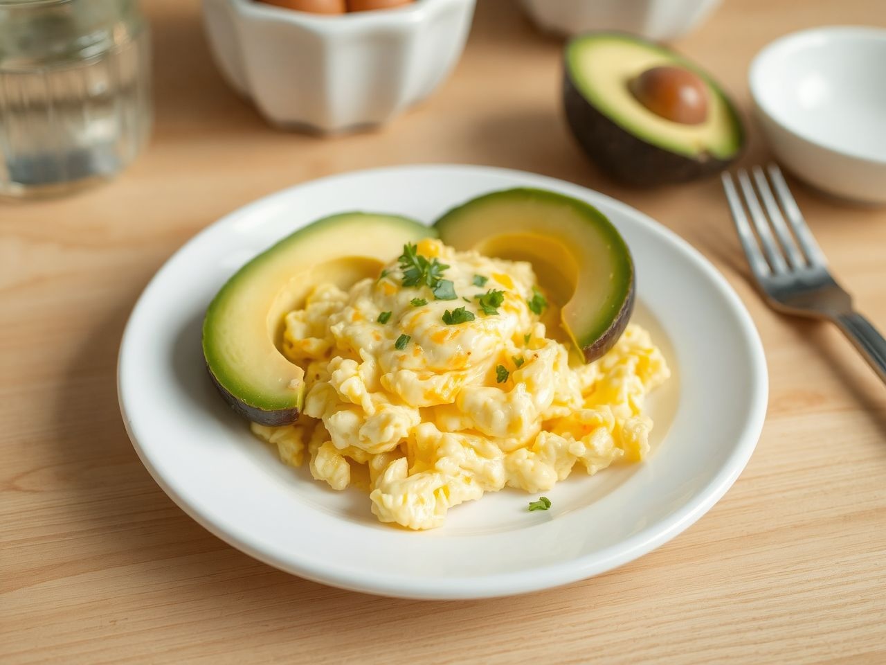 Az avokádó krémessé teszi a rántottát természetesen.