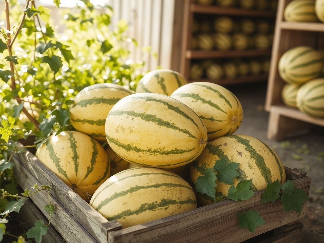 A sárga görögdinnye nyár végén érik, hűvös helyen tárolható.