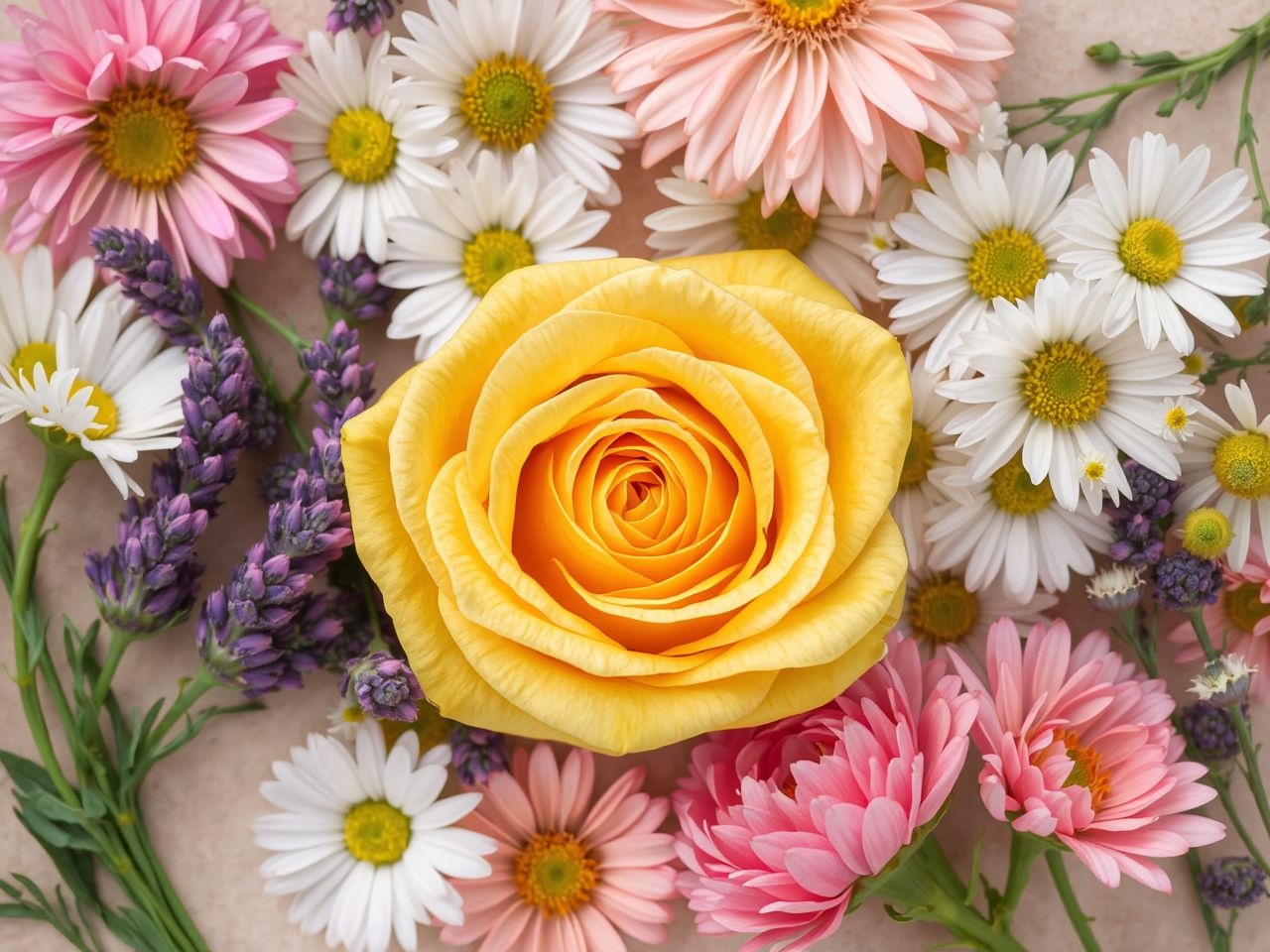 A sárga rózsa örömöt sugároz, ha más virágokkal társítjuk.