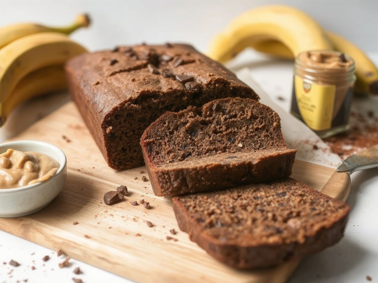 A mogyoróvaj gazdagítja a banánkenyér ízélményét és tápértékét.