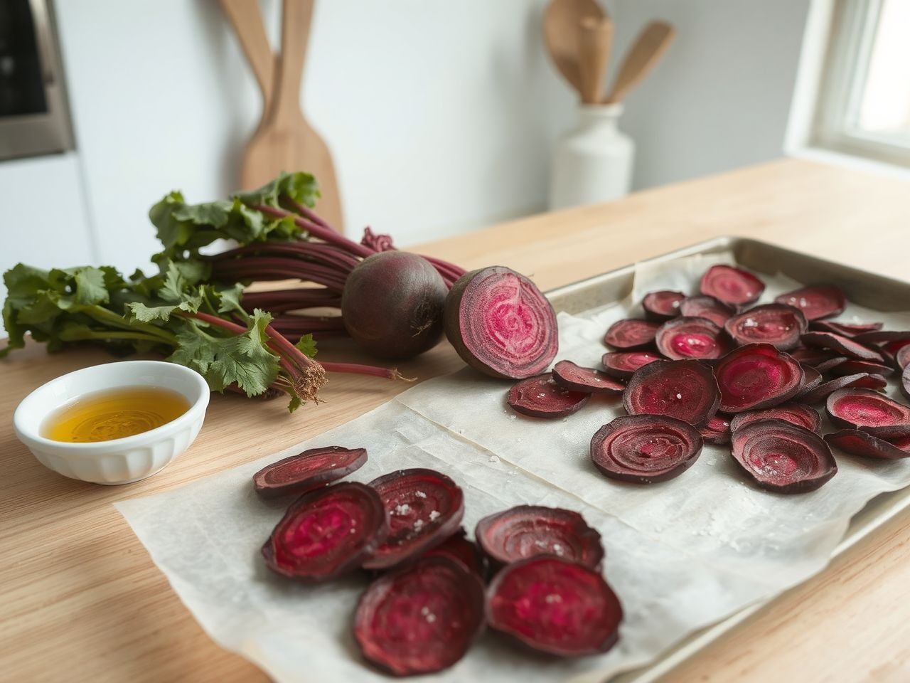 A vékonyra szeletelt cékla garantálja a ropogós állagot.