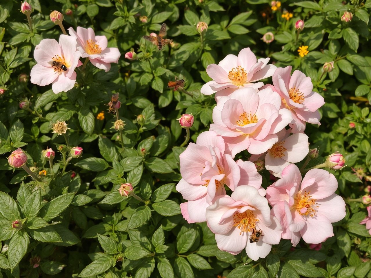 A bokorrózsák élőhelyet teremtenek sokféle rovar számára.
