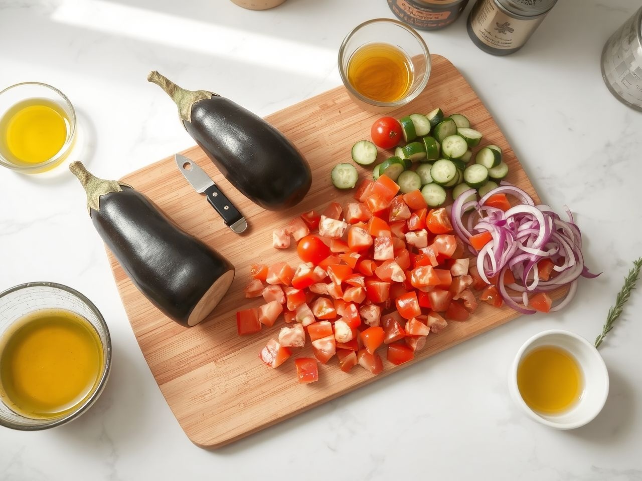 A görög padlizsánsaláta friss citromlével és feta sajttal készül.