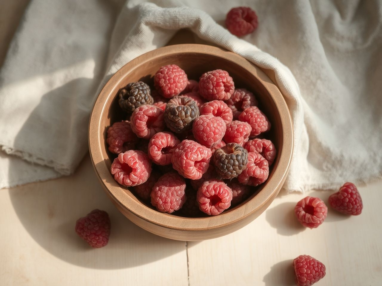 A málna készen van, ha ráncos és könnyen morzsolódik.