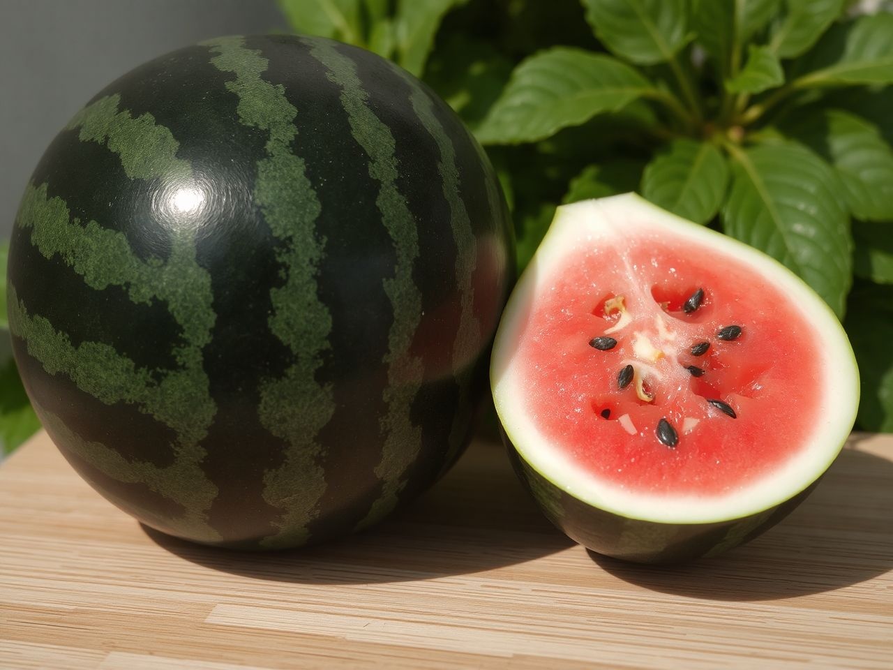 A tökéletes fekete héjú görögdinnye mély, egyenletes színű.