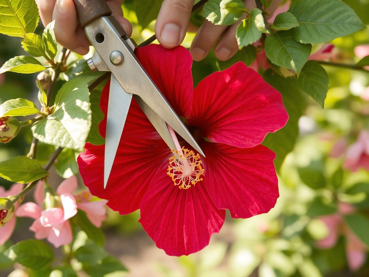 A metszés serkenti a Hawaii rózsa bőséges virágzását.