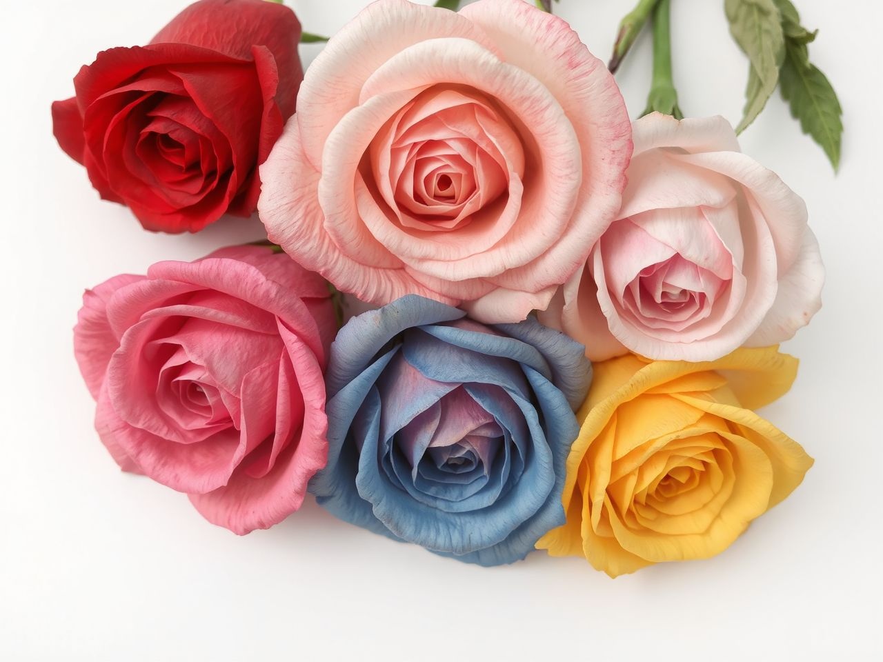 A tartósított rózsa több mint 20 élénk színben elérhető.