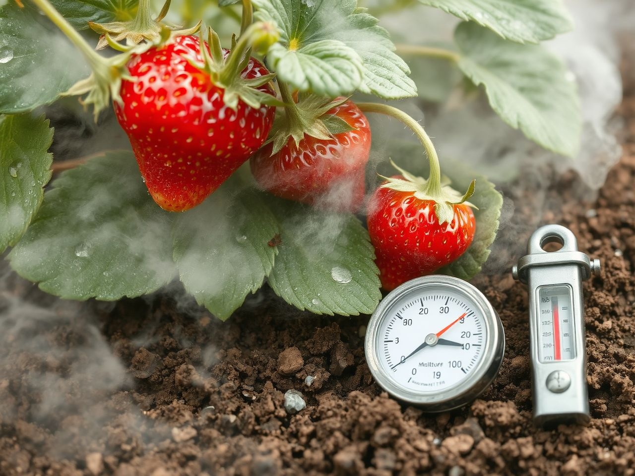 Az optimális páratartalom csökkenti az eper lisztharmat kockázatát.