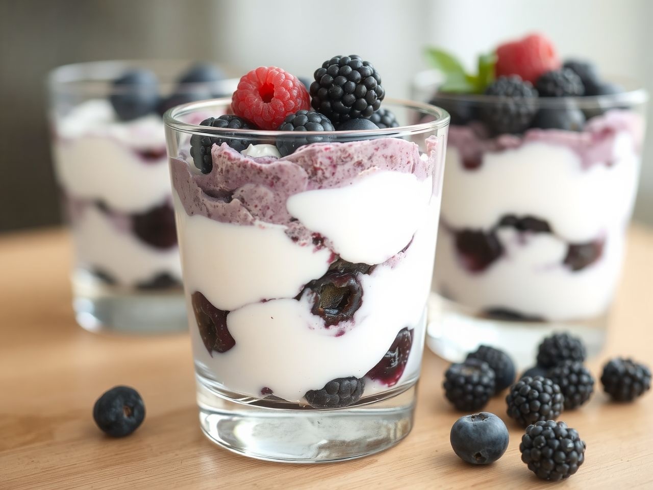 A pohárkrém rétegezése fokozza a gyümölcsös ízek harmóniáját.