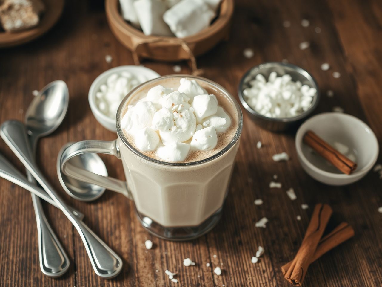 Friss mentalevél és reszelt csokoládé tökéletes díszítőelemek forró csokira.