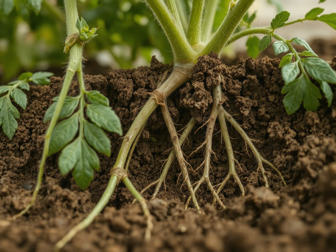 A paradicsom gyökérrendszere erősödik a mély, laza talajban.