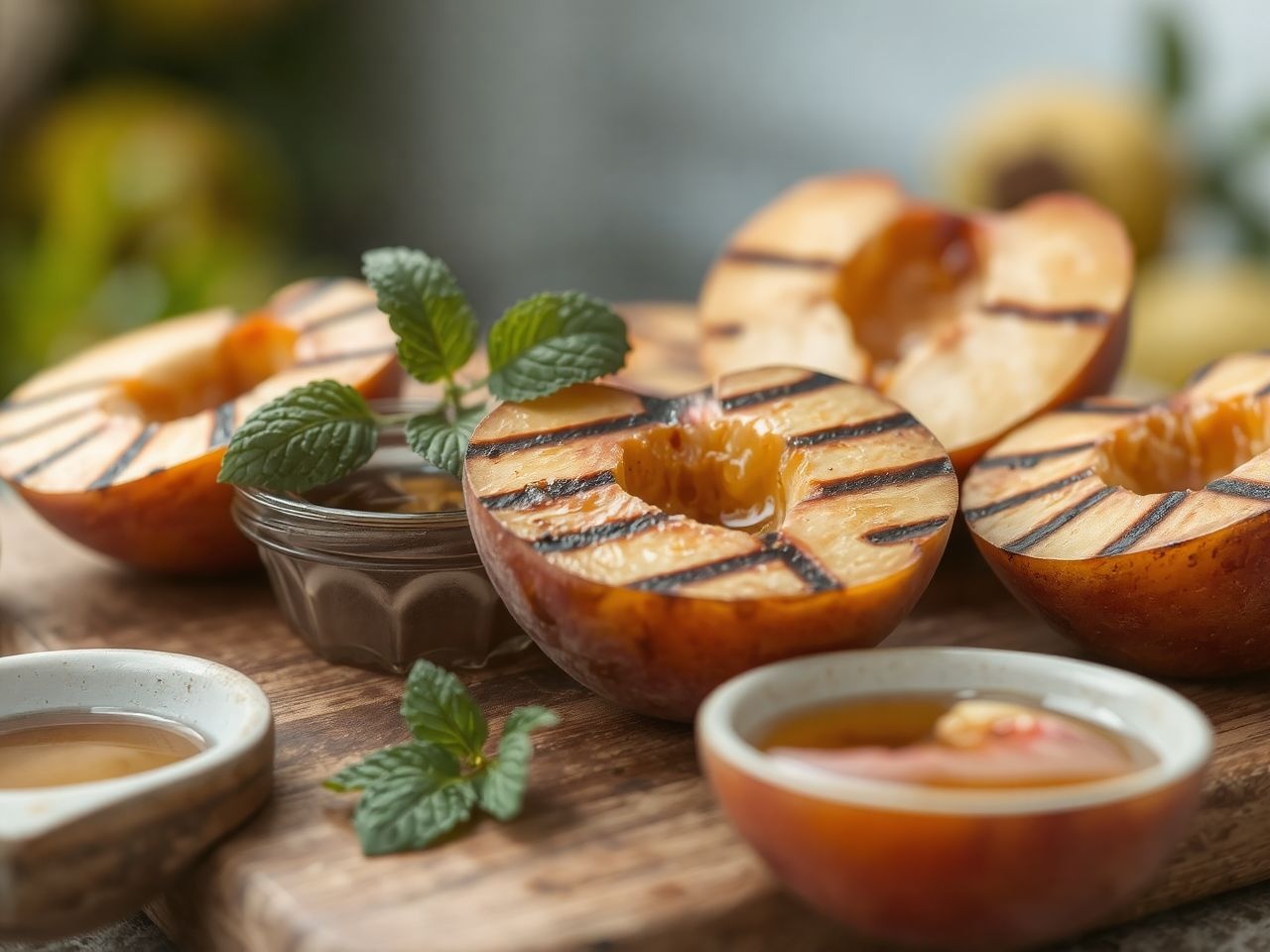 Az érett őszibarack grillezése kiemeli természetes édességét.