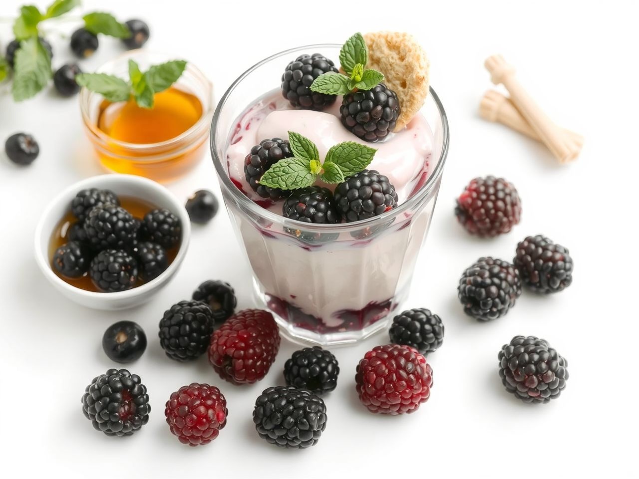 A szeder pohárkrémhez friss menta és ropogós mandula passzol.