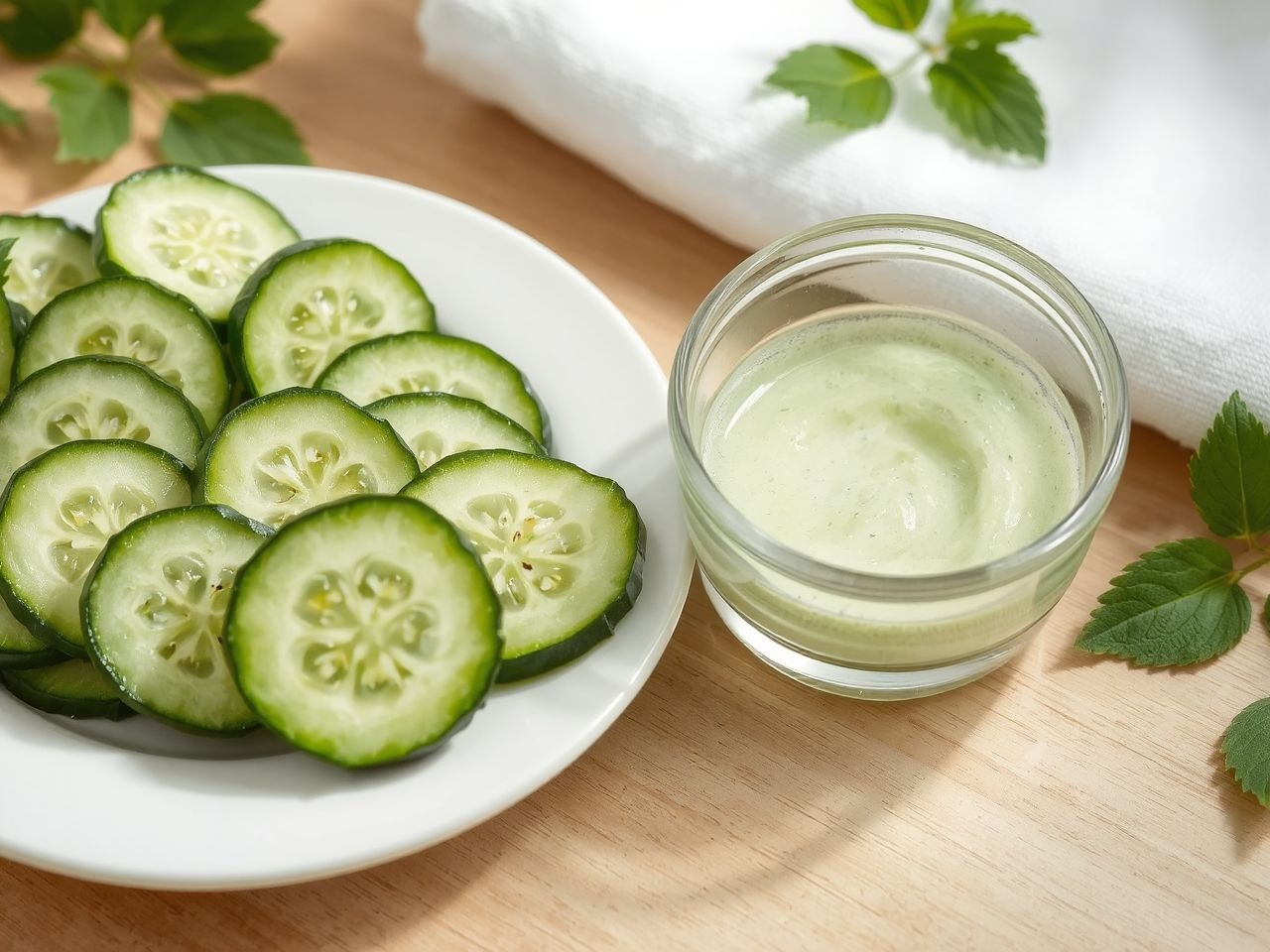 Az uborka hűsítő arcpakolásként csökkenti a bőrpirosságot.