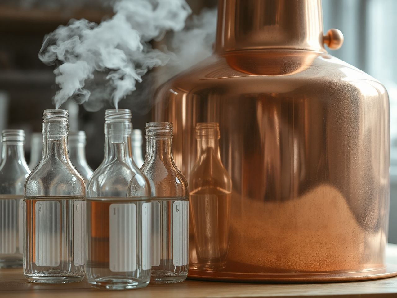 A desztilláció során az alkohol gőzzé válva koncentrálódik és tisztul.