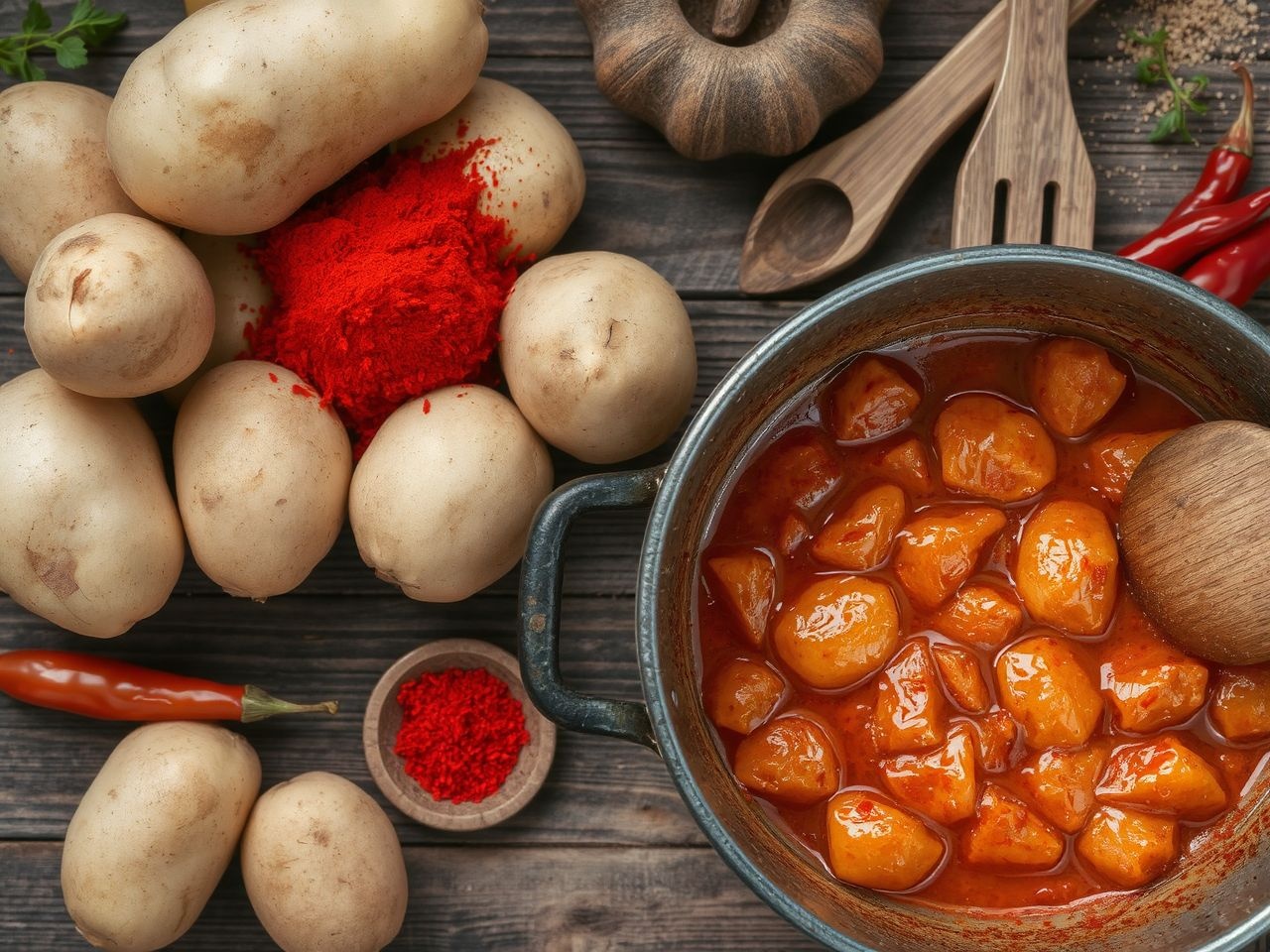 A krumpli a paprikás krumpli lényege és magyar konyha alapja.