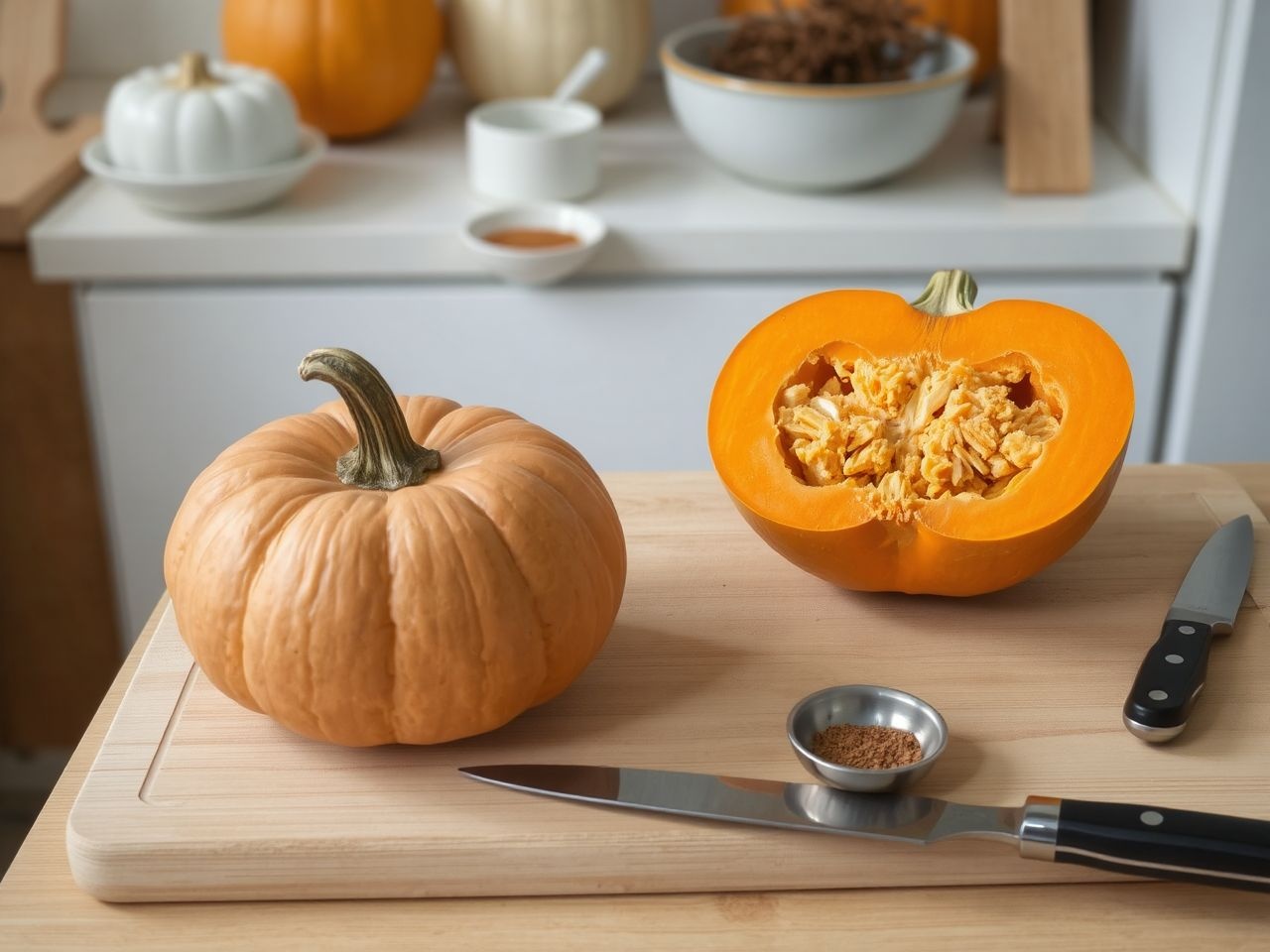 A friss sütőtök héja sima és élénk narancssárga árnyalatú.