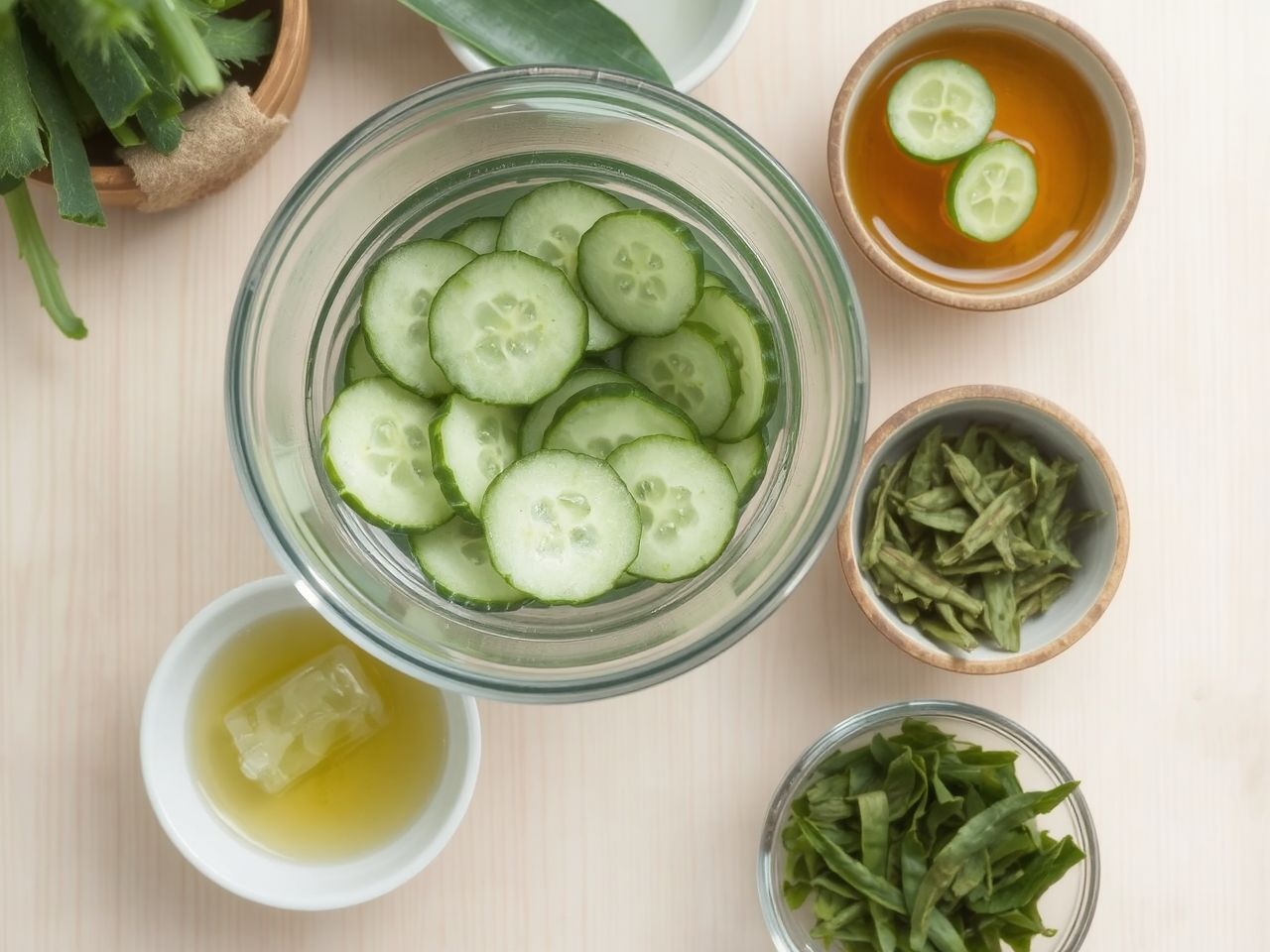 Az uborka fokozza a méz és aloe hidratáló hatását.