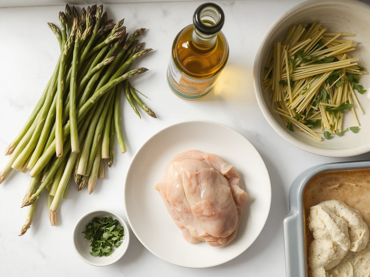 Az előkészítés kulcs a spárgás-csirkés tészta tökéletes ízéhez.