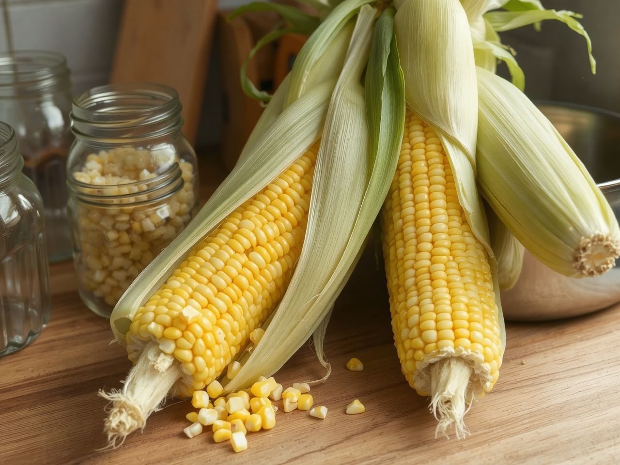 A kukorica gyors blansírozása megőrzi ropogós állagát befőzéskor.
