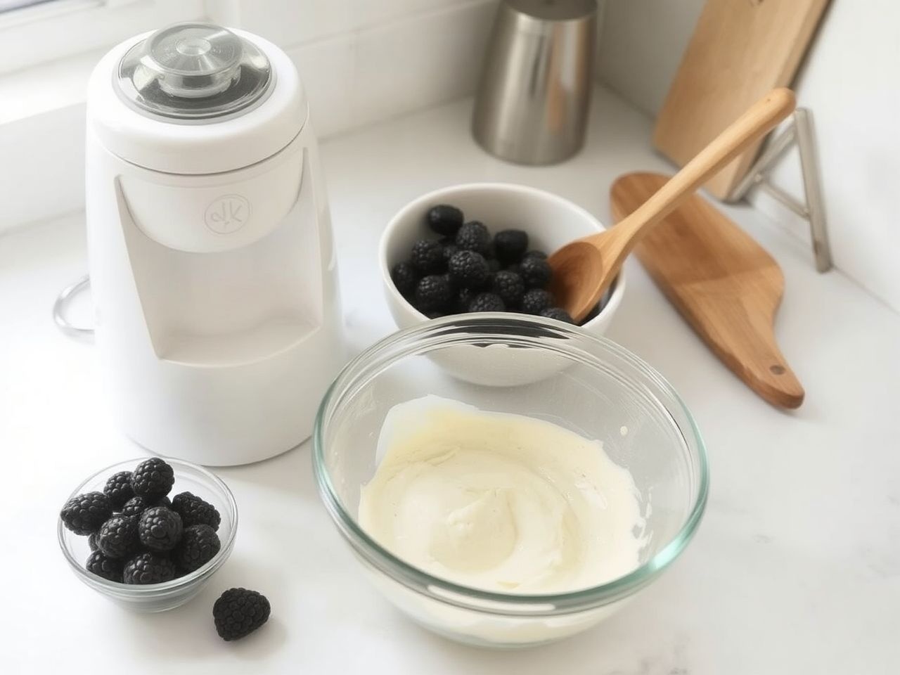 Fagyigép nélkül is készíthetünk krémes, házi szederfagyit.