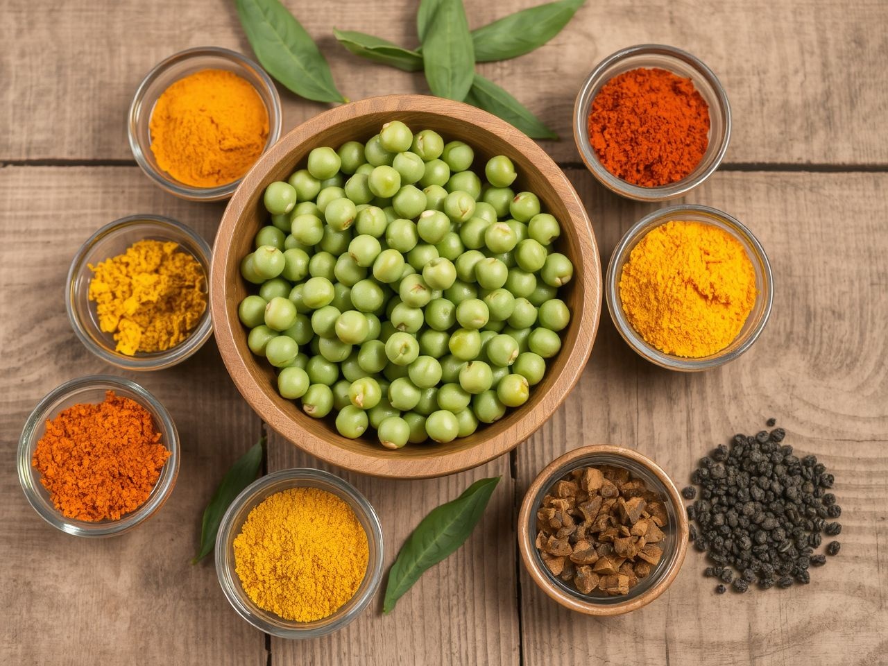 A zöldborsó fűszerezése régióként változó, aromás fűszerekkel.