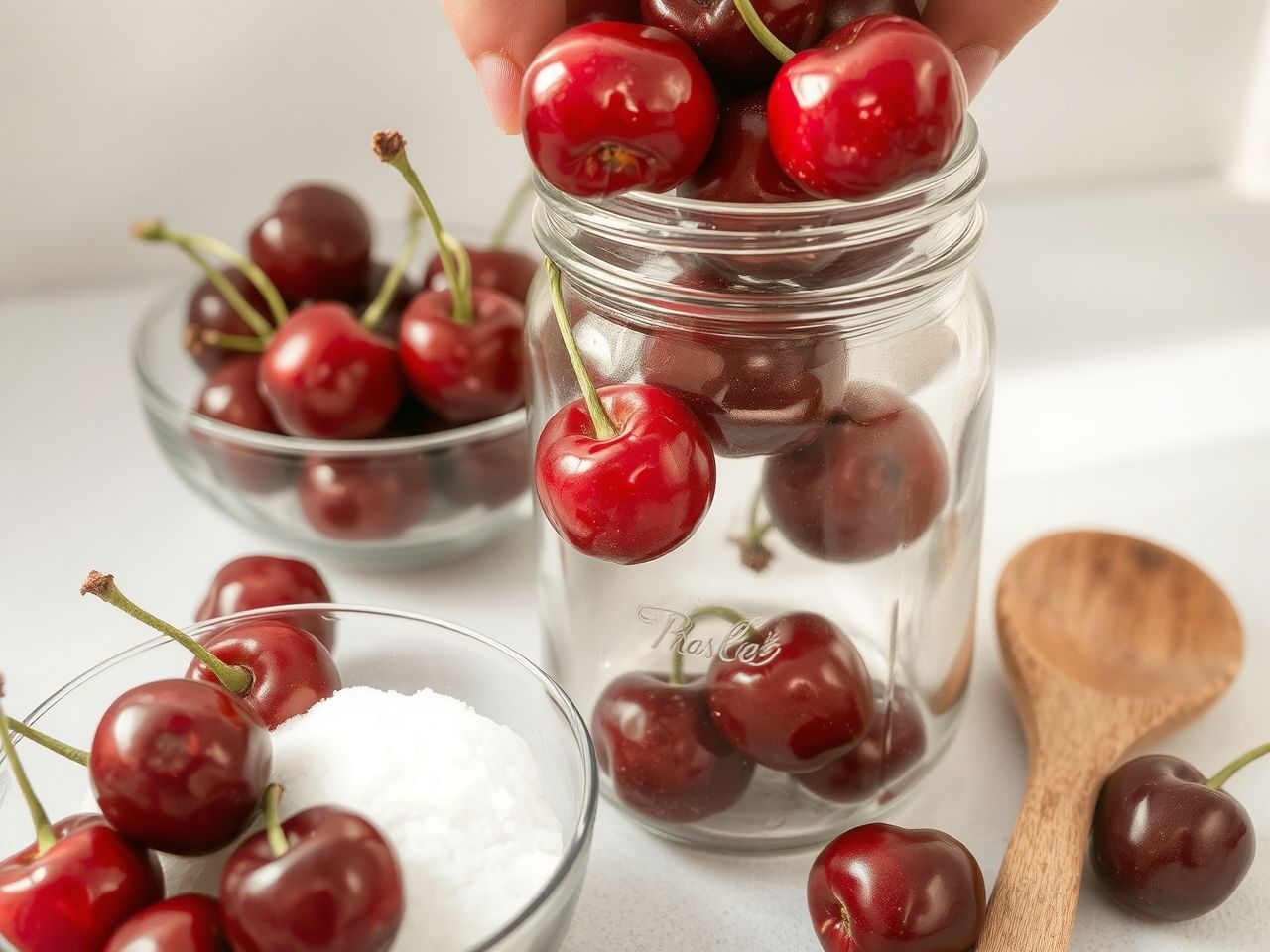 A cukor segíti a cseresznye tartósítását és ízének megőrzését.