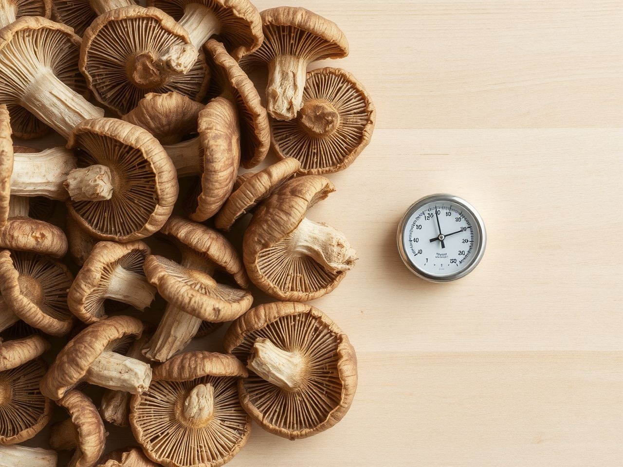 A száradt gomba roppanó, rugalmas és nincs nedvességtartalma.