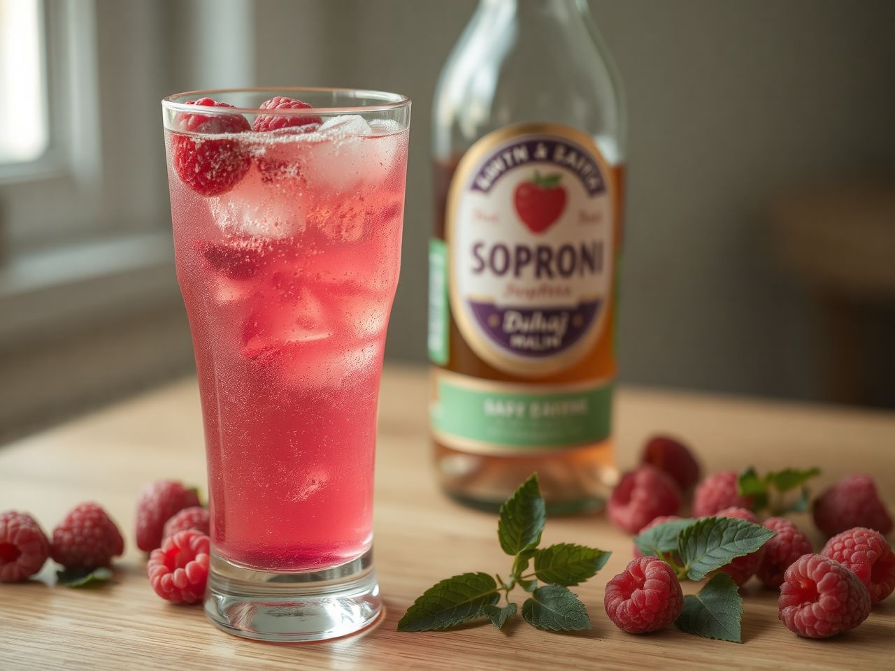 A málna sör hidegen, pohárperemre málna díszítéssel tálalandó.